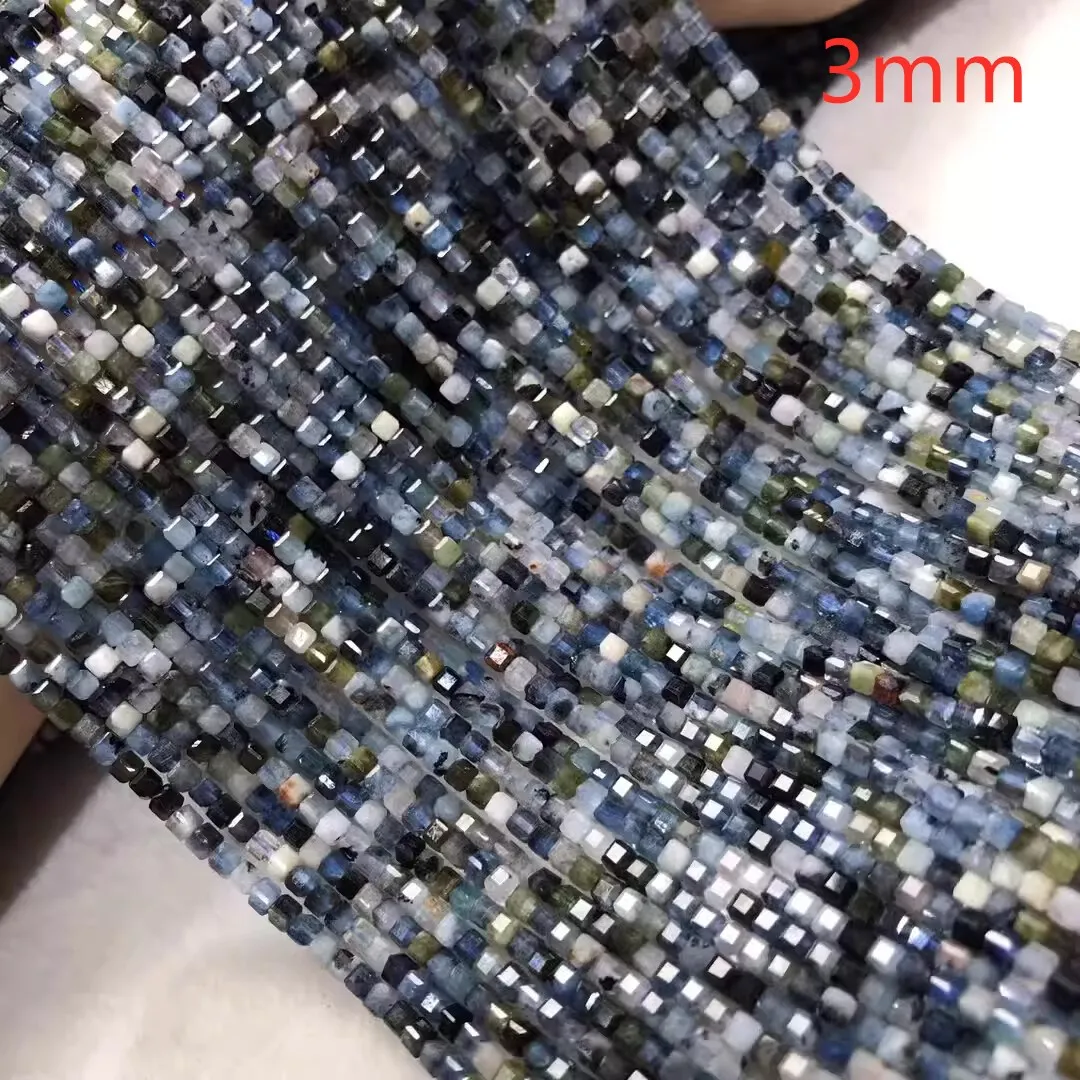 데빌 블루 아쿠아 마린 블루 스퀘어 면, 쥬얼리 목걸이 제작용 3-4mm 자연, 38cm FPPJ 도매, 5A