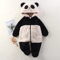 Autumn Winter Baby Jumpsuits Footed Cartoon Hooded Newborn Romper for Girls Boys Warm Plush Infant Loungewear Toddler Outfit 2
