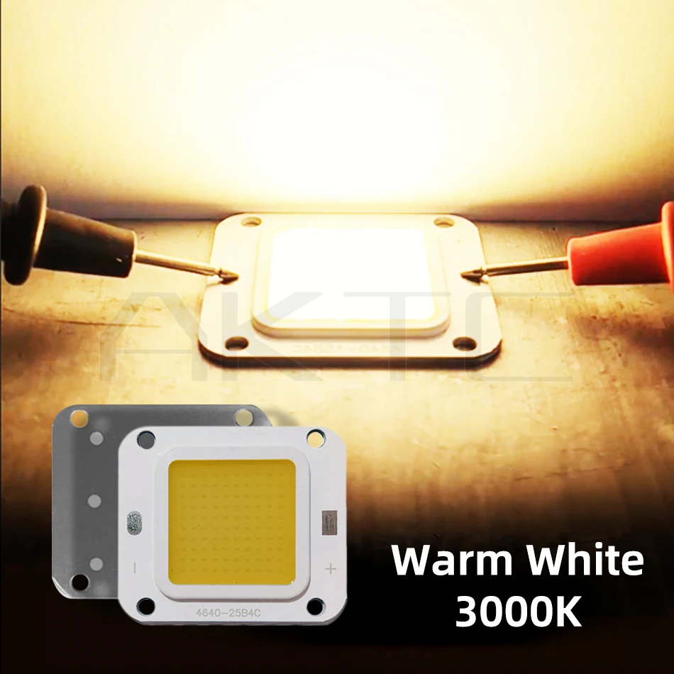 고밝도 역전 COB LED 칩, 12V DC 저전압 50W 조명용 알루미늄 판 광원, 온난 흰색 3000K/흰색 빛 6500K, 12V 배터리 직접 전원 공급 지원