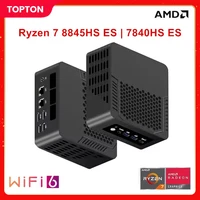 Topton Mini PC AMD Ryzen 7 8845HS ES Barebone Computer Windows 11 2xDDR5 PCIe4.0 2*HDMI2.0 USB4.0 Gaming PC Triple Display WiFi6 1