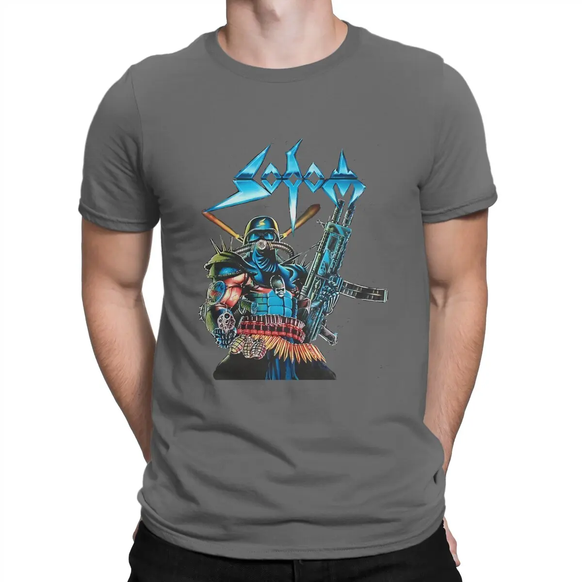 thumbnail image 1 of Camiseta creativa Sodom para hombre, banda de rock, tricolor, cuello redondo, personalizable, regalo, ropa para exteriores, 1 of 7