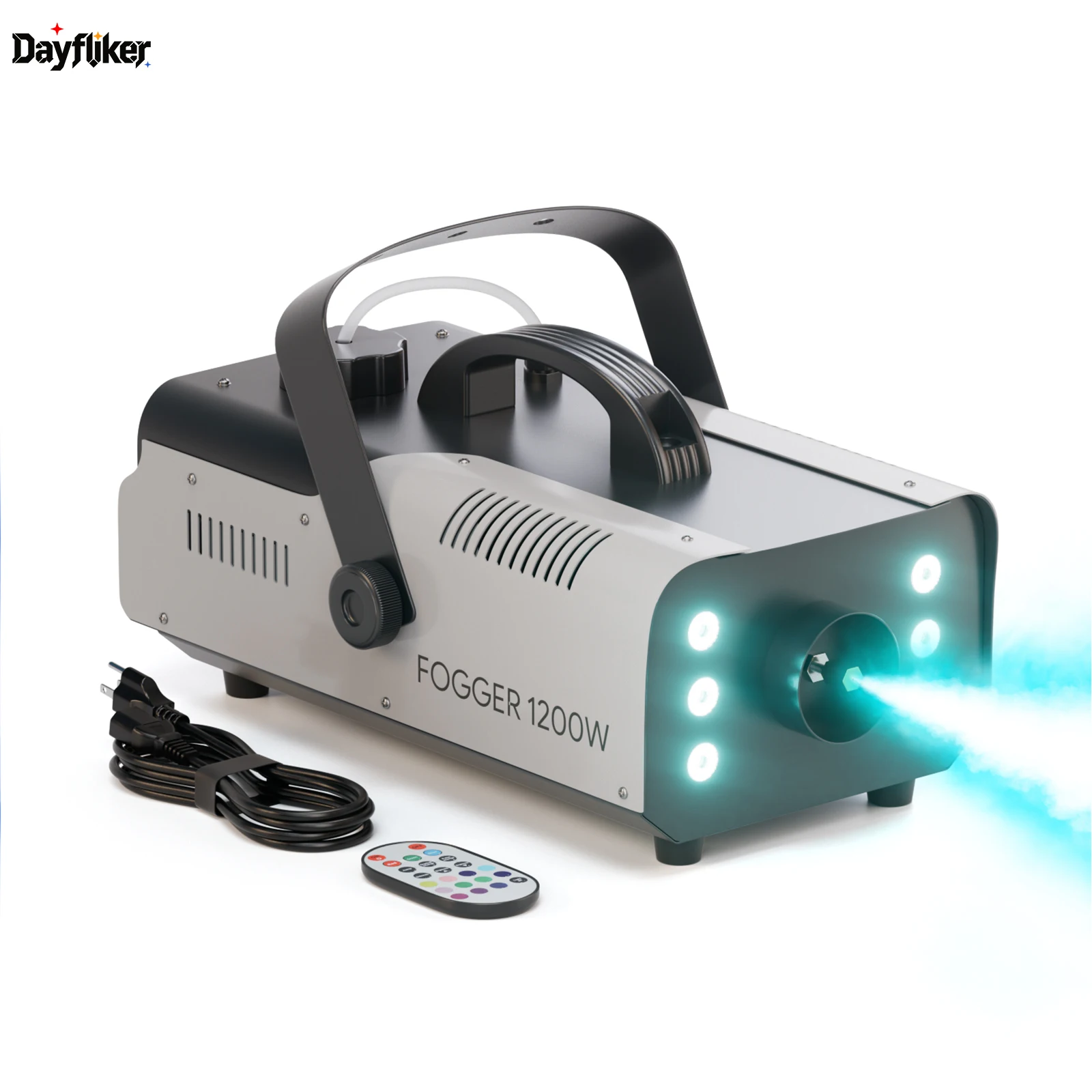 DayFlicker 1200W Fog Machine with RGB 6LEDs Lighting for Play Theater Professional Stage Home Entertainment Halloween Party