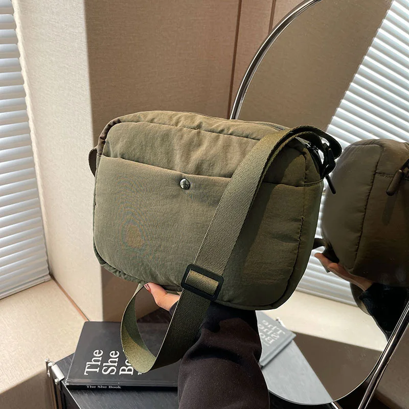 Shoulder Bags Mini Simple Zipper Solid Color Small Fresh Nylon Canvas Square Bag Casual Shopping Crossbody Purses and Handbags