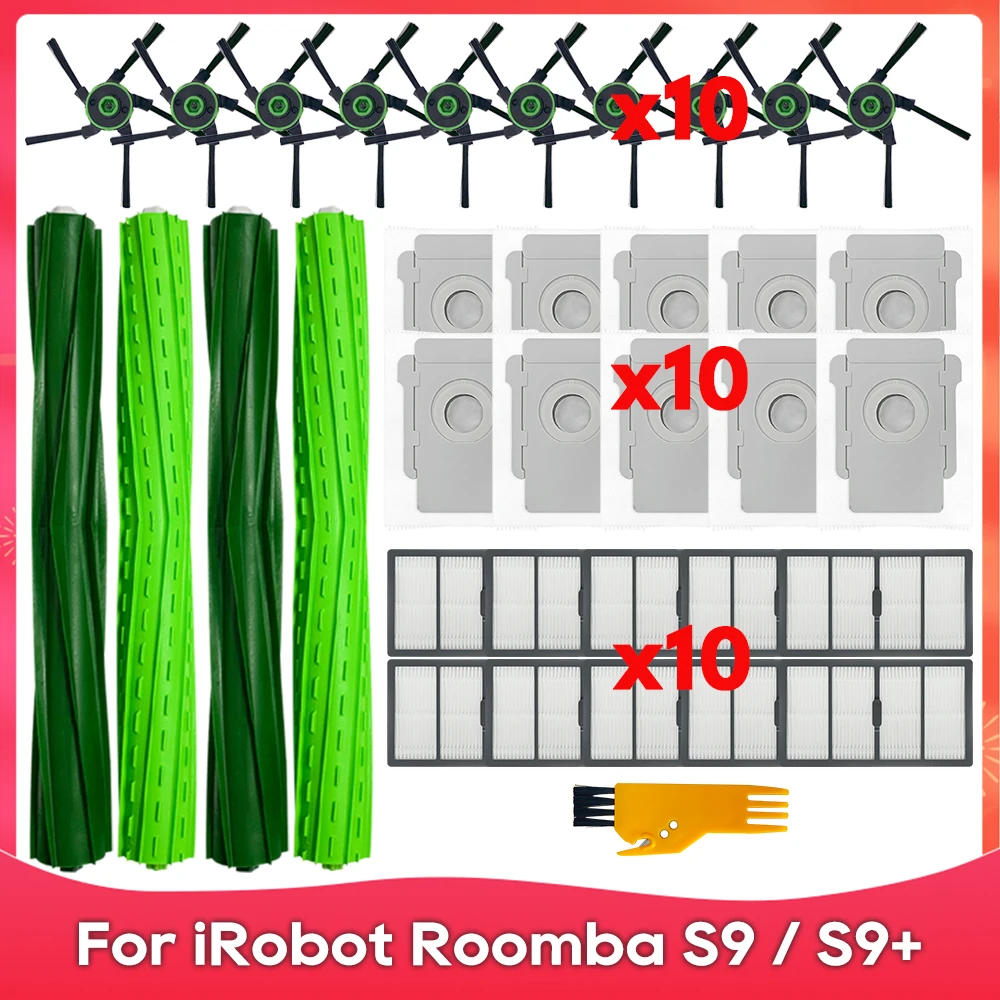 Robô Aspirador Peças de Reposição Escova Lateral do Rolo Filtro Hepa Bolsa de pó Acessórios Fit para Irobot Roomba s9 s9 Plus