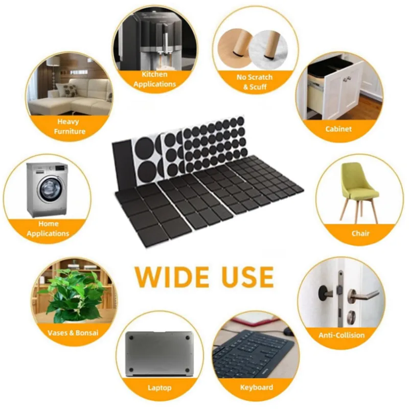 Anti-slip Self-adhesive Table and Chair Legs Rubber Pads Round Square Floor Protectors 5/20/45/80pc 20/25/28/40/80mm furniture leg pads rubber pads furniture pads