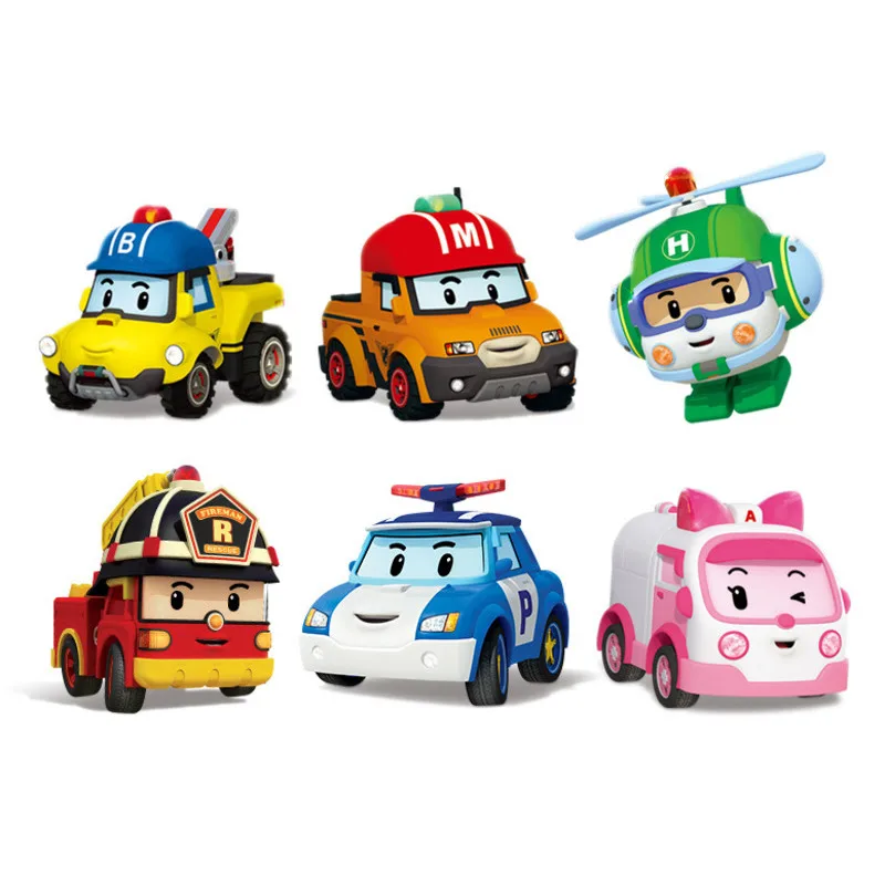 3pcs 6pcs Korea Toys Robocar Poli Transformation Robot Poli Amber Roy Car  Model Anime Action Figure Toys For Children Best Gift - AliExpress