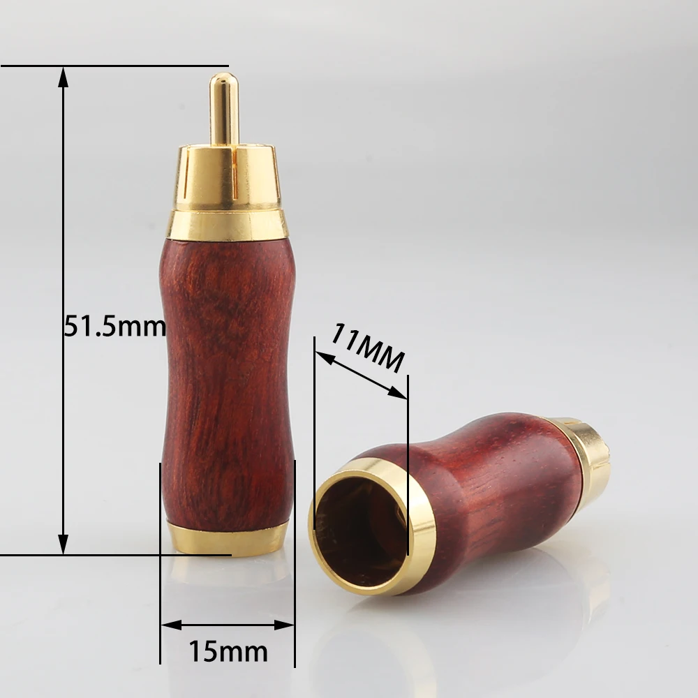 Red Sandalwood Rca Plug Conector Rca oi End Gold 3u Chapeado Jacarandá Plugue de Áudio Novo Pcs - Image 6