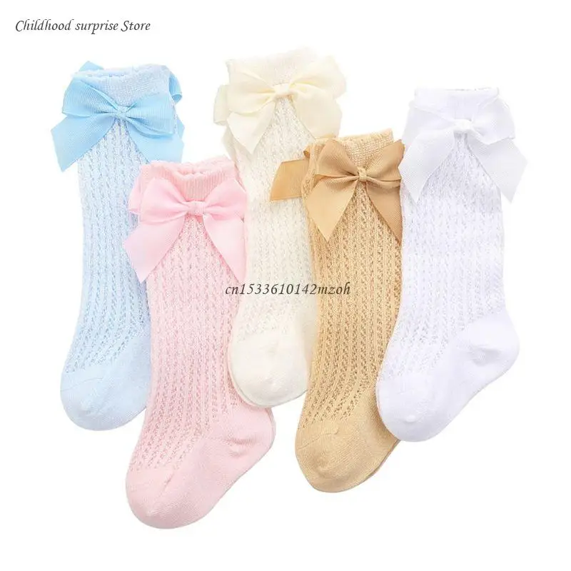 

Baby Girls Knee High Socks Hollow Out Anti-skid Cotton Knitting Stockings Dropship