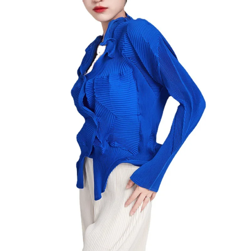 

Плиссированная куртка для женщин на раннюю осень, новая серия цветочных бутонов, скрученная плиссированная Нестандартная конструкция, чувствительная маленькая толпа