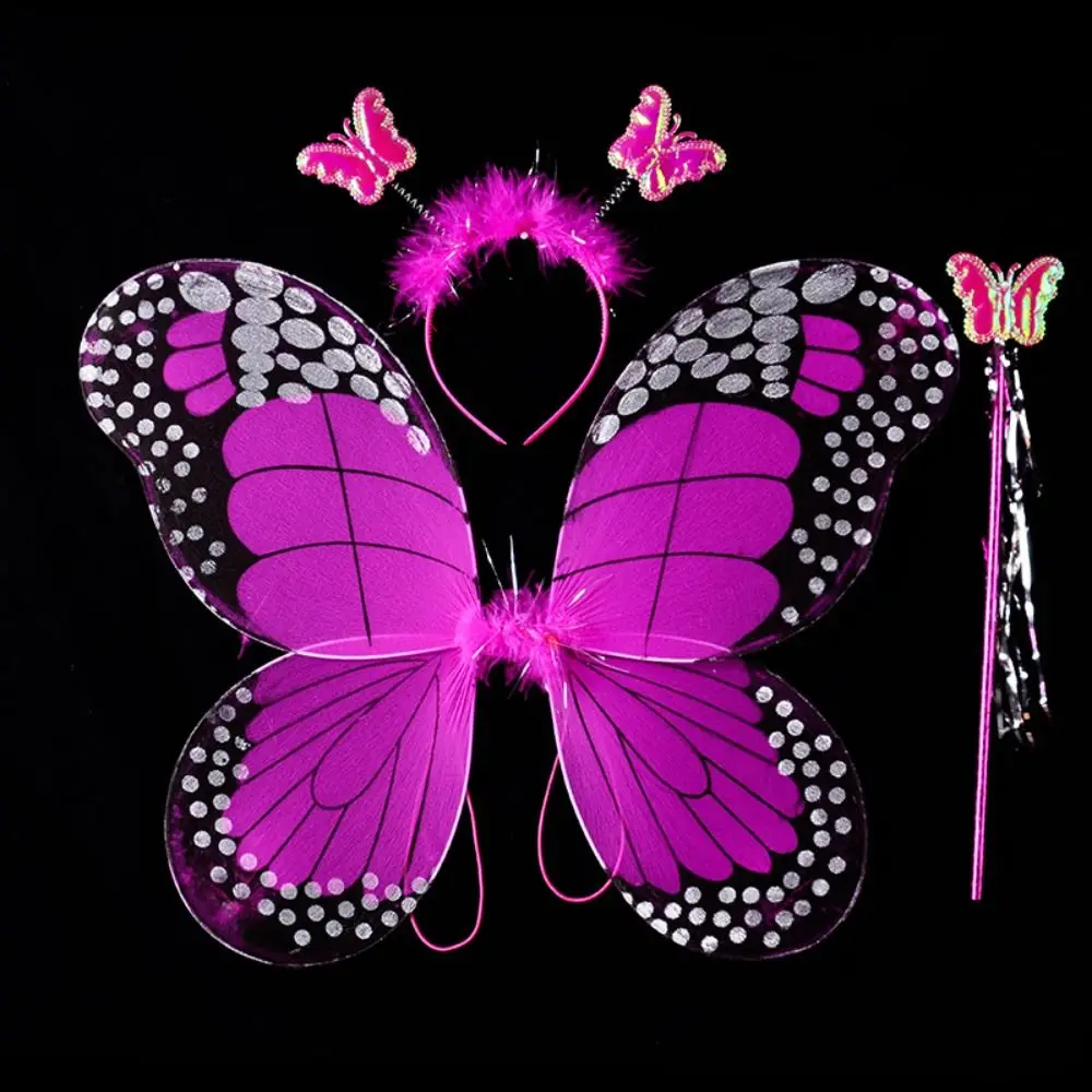 Costume Da Fata Di Halloween Per Bambina Con Ali Di Farfalla Nere E Gonna Arancione - Set 4 Pezzi Con Bacchetta E Fascia - Taglia 3-8 Anni - 3