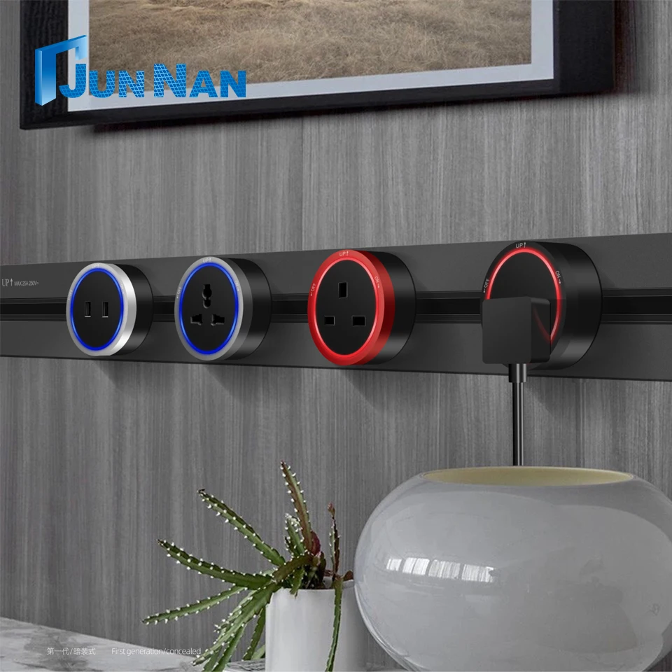Universal Multi Smart Office tabletop conference room systems Electric Socket Electric power track socket outlet
