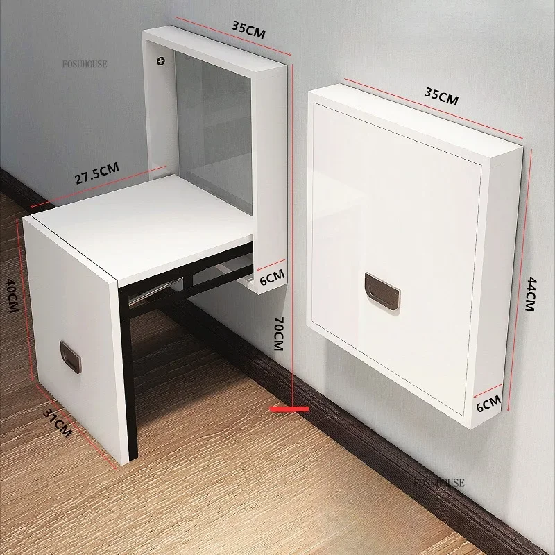 Folding Shoe Changing Stool Wall-mounted Entrance Bathroom Invisible Shoe Changing Stools Cloakroom Space-saving Ottomans