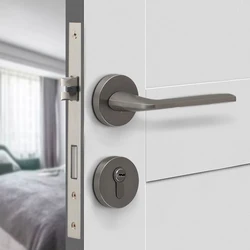 Simple Copper Indoor Bedroom Lock Black Pure Copper Split Villa Home Luxury Mute Timber Intercom Door Handles Security Antique
