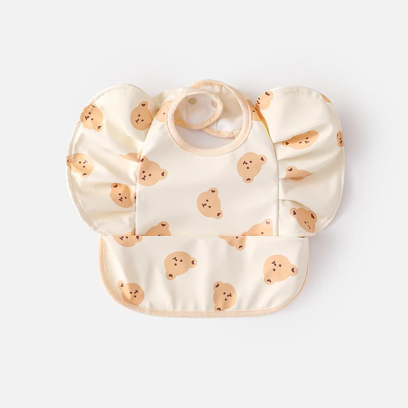 Baby Feed Bibs Waterproof INS Nordic Style Angel Pocket Burp Girl Boy Infant Meals Bib  Easy Clean Cute Panda Bibs Soft PU 2