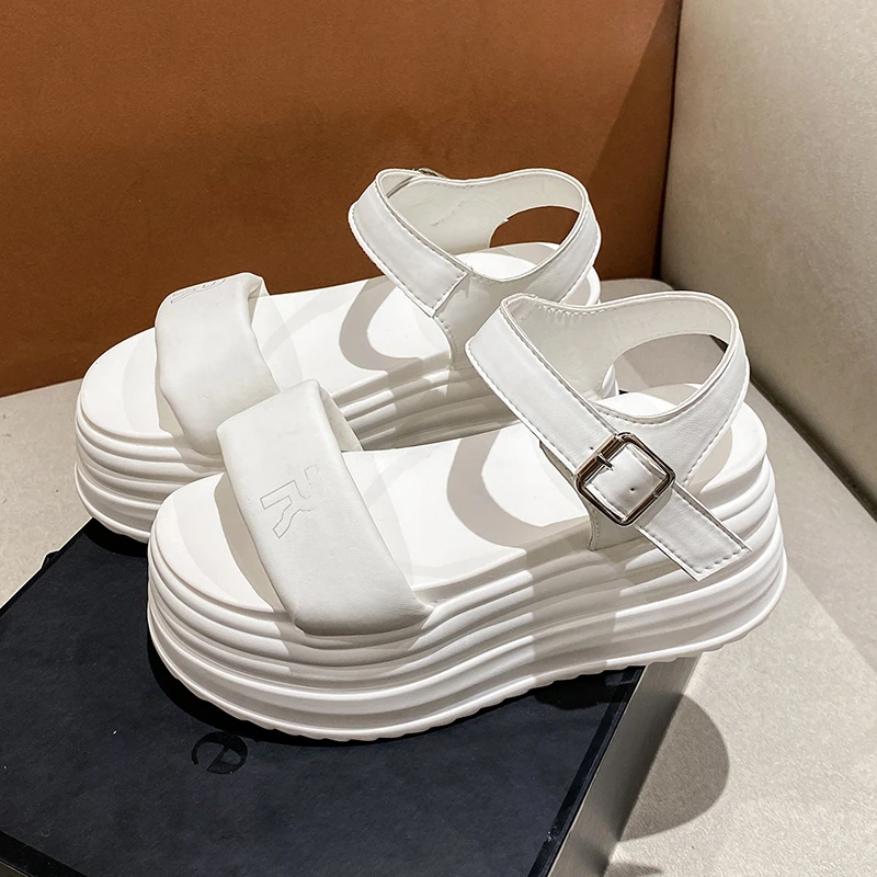 

Женские кроссовки в римском стиле, летние дышащие, повседневные танкетка, каблук 9 см