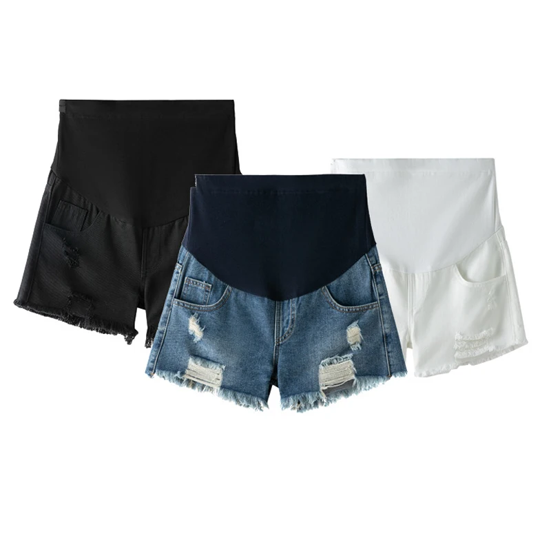 Summer Women Maternity Short Pants Pregnancy High Waisted Denim Shorts Plus Size