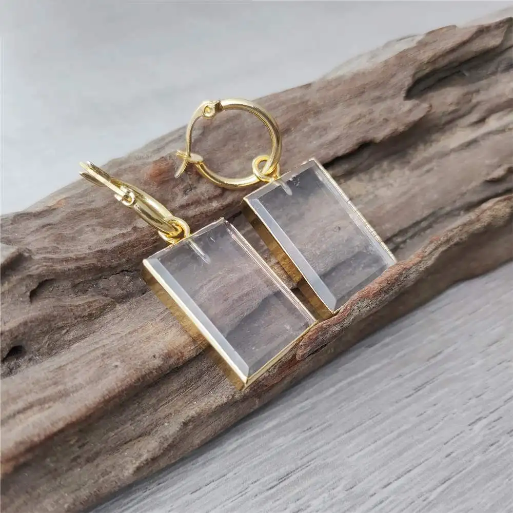 FUWO Wholesale Natural Crystal Quartz Earrings,Golden Plated Gorgeous Jewelry For Women ER434 5 Pairs/Lot