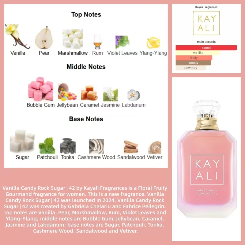 KAYALI Vanilla Candy Rock Sugar 42 81 57 48 Eau De Parfum For Women – Long Lasting Sweet Vanilla Candy Perfume, Bubble Gum, Caramel, Pear, Violet & Gourmand Fragrance Spray, 3.4 Oz / 100ml