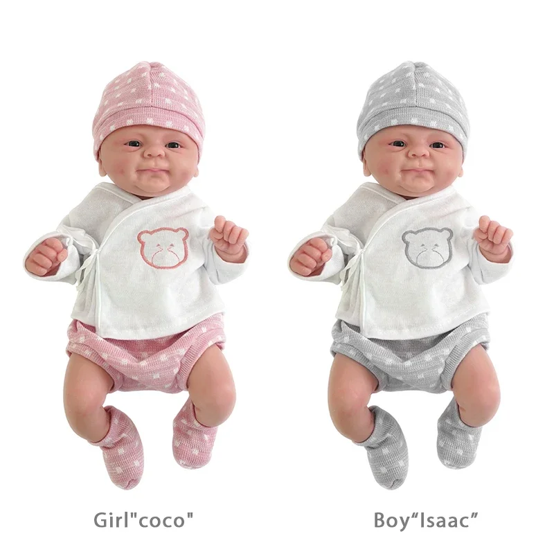 

14inch Full Body Solid Silicone Coco Reborn Baby Doll Girl and Boy Soft Touch Feeling Muñecas Reborn Bebe Corpo De Silicone