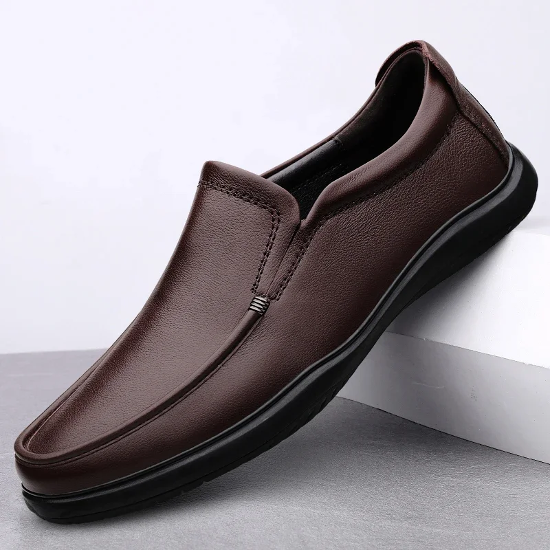 

New Men's Soft Genuine Leather Casual Shoes Fashion Driving Shoes Classic Lace-Up Flats Comfortable Loafers Moccasins Big Size46