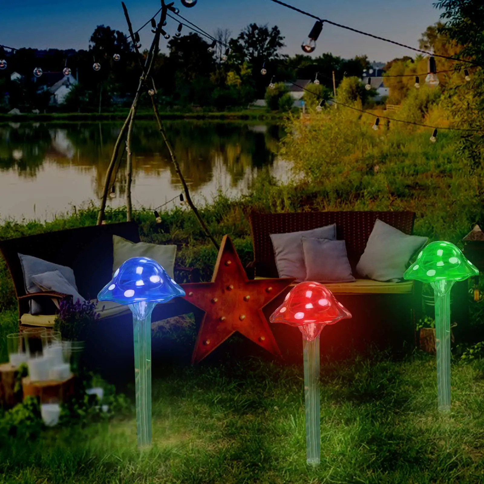 Lawn Light Mushroom Lamps 3pcs solar garden lamp
