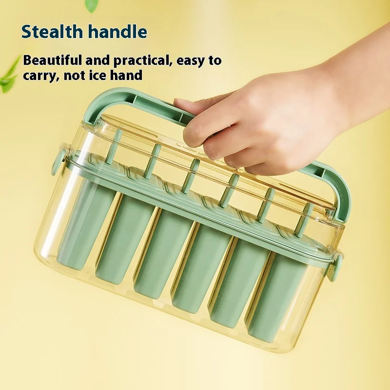 Ice Cream Molds 6-Cavity Plastic Ice Pop Ice Cream Maker Mould Set Food Grade Homemade Creative Cake Mold with Plastic Sticks & Lid for Kids