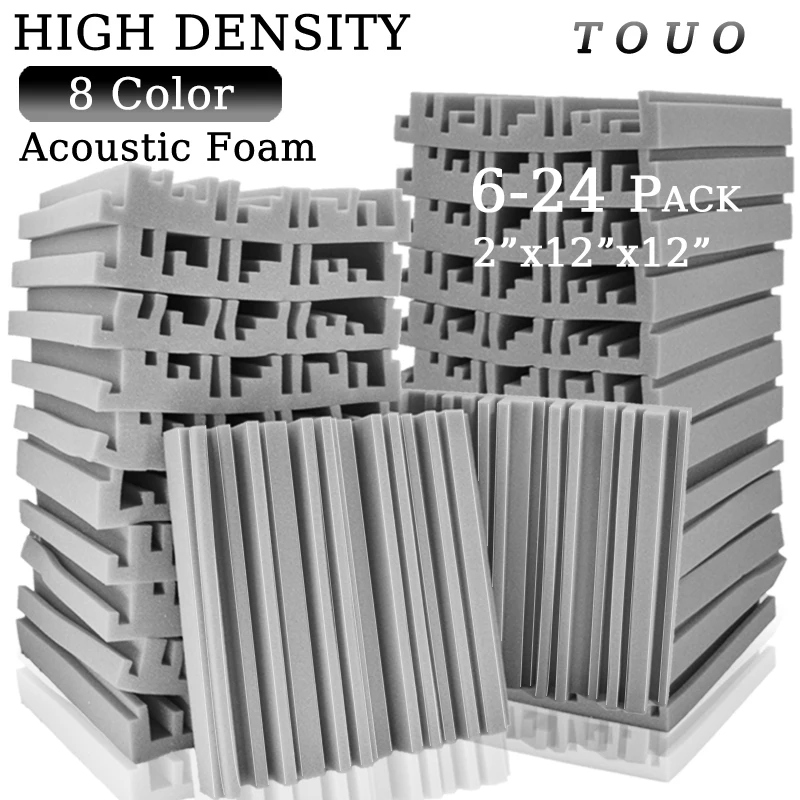 

TOUO 6/12/24 Pcs Broadband Acoustic Foam Panels Studio High Density Soundproof Foam Wall Panels Drum Room Sound Proof Foam