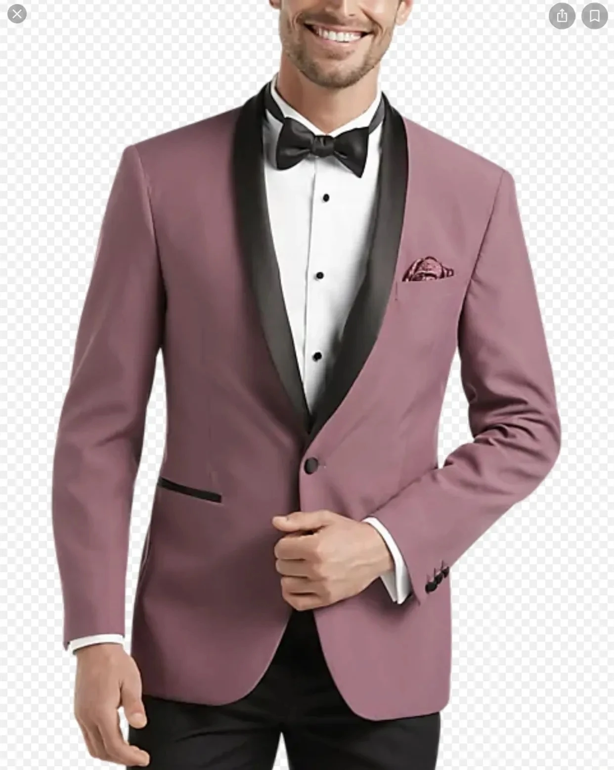 Dusty Rose Men Suits Black Shawl Lapel One Button Wedding Tuxedo Terno Masculino Prom Groom 2 Pcs Slim Fit Blazer Jacket+Pant