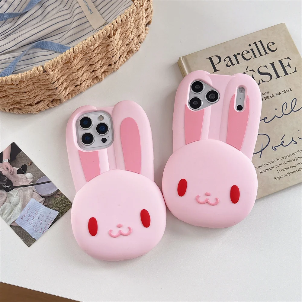 Adorable 3D Cartoon Rabbit Shockproof Silicone Phone Case