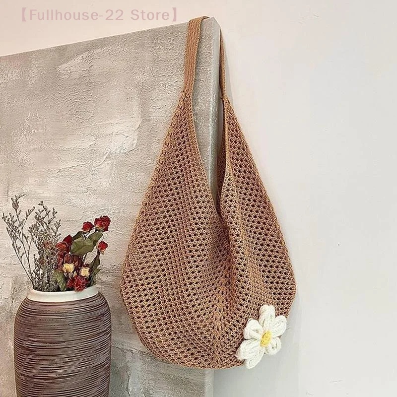 【MAX-22】Out Weave Knitted Bag Bohemian Style Beach Handbag Casual Knitted Wicker Woven Ladies Handmade Beach Tote Bag 5