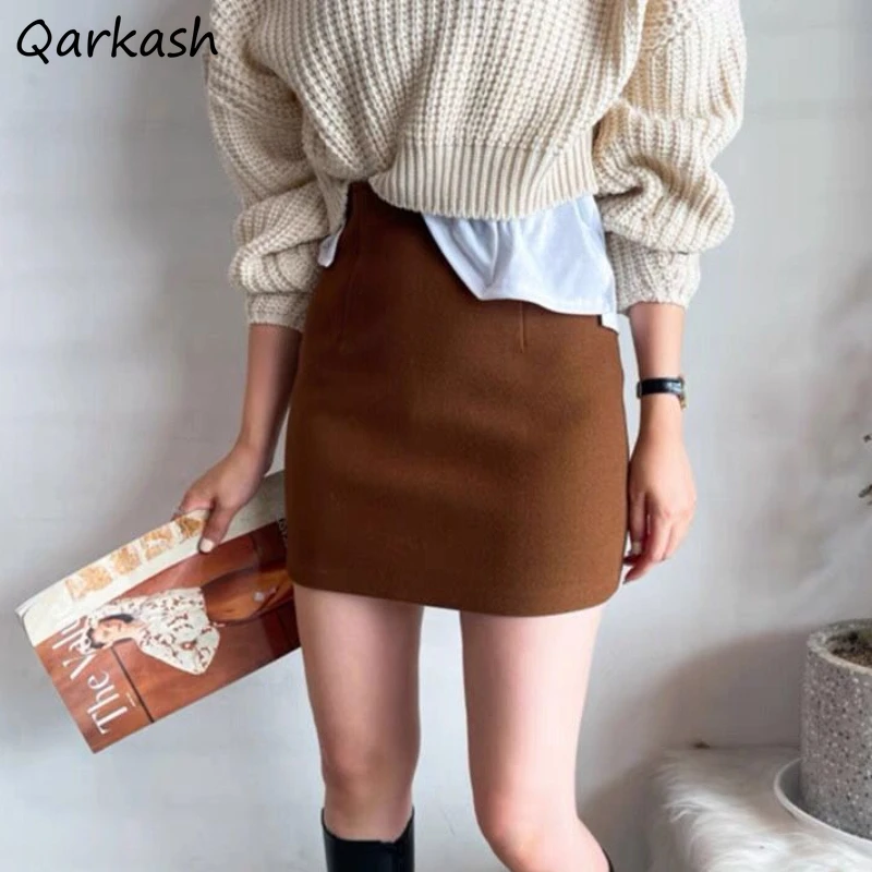 

Slim Vintage Mini Skirts Women Office Lady Elegant Temper Korean Style High Waisted 3-Colors Hipster Casual Мини Юбки Sweet Ins