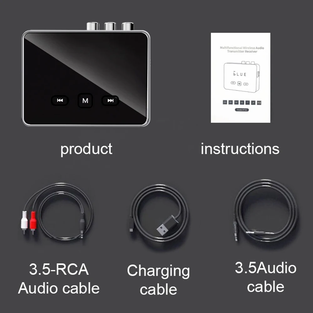 BT 5.4 Receiver Transmitter with RCA 3.5mm AUX & Display BT Audio Adapter Wireless Adapter for TV/Car/PC/Home Stereo/Speakers