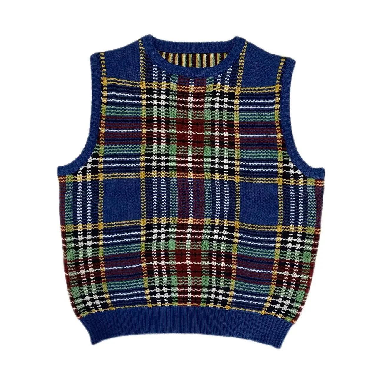 

Annual Jia Brand Non Japan Style Kapital Vintage Hirata Hiro Knitting Plaid Sweater Vest Sleeveless Round Neck Loose Pullover