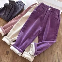 Thickened Fleece Winter Corduroy Pants for Girls Outerwear Autumn Winter Children's Clothing Warm Cozy Trousers for Kids