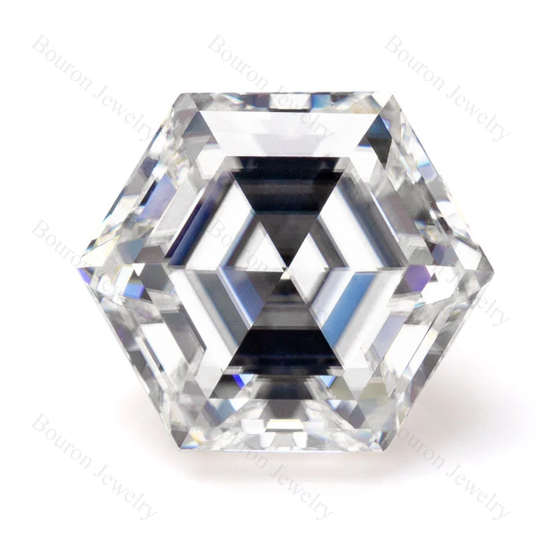 Pietra Preziosa Sciolta Esagono Bianco Gra Moissanite Stone Pass Diamond Test Fancy Cut