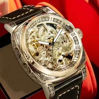 Montre mécanique automatique à tourbillon, squelette, en alliage de zinc noir, style business, lumineuse et gravée, pour homme 3