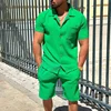 2024 Summer Turn-down Collar Casual Loose Men's Sets Solid Soft Single Breasted Button Shirts Shorts Suit Mens Two-piece Suits 5