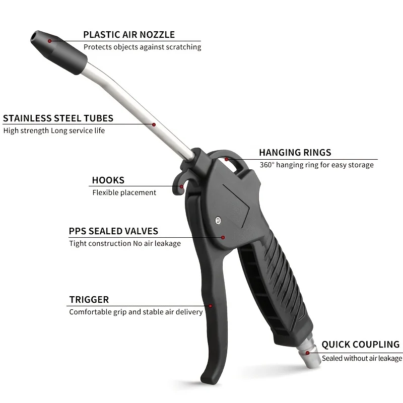 Adjustable Brass Nozzle Air Blow Gun - Industrial Air Compressor Accessory