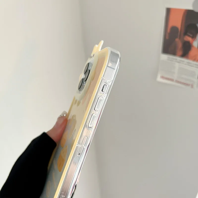 Ins C​artoon Cheese Transparent Phone Case For iPhone 11 Pro 12 14 Plus 13 Promax XS Max X XR 7 8 Plus Airbag Back Cover