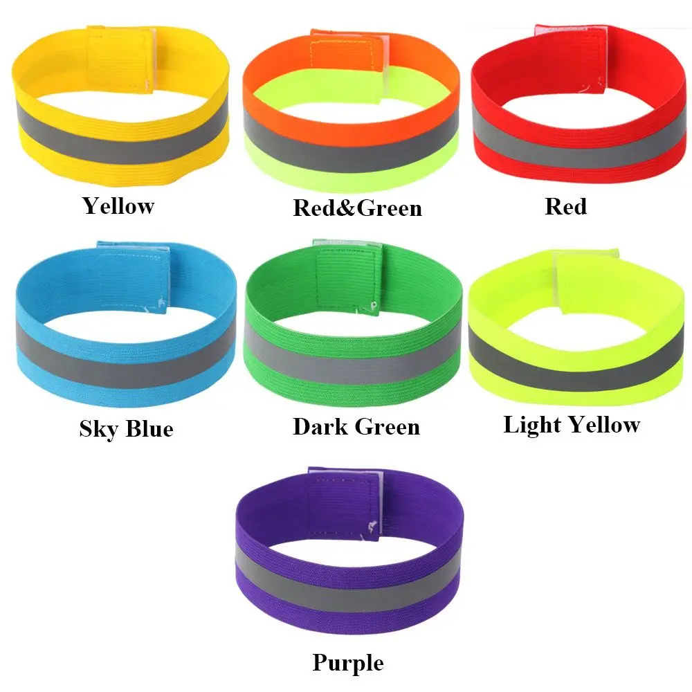 1pc Running Reflective Strips Outdoor Warning Wristband Bike Safety Armband  Bicycle Bind Pants Hand Leg Strap Reflective Tape