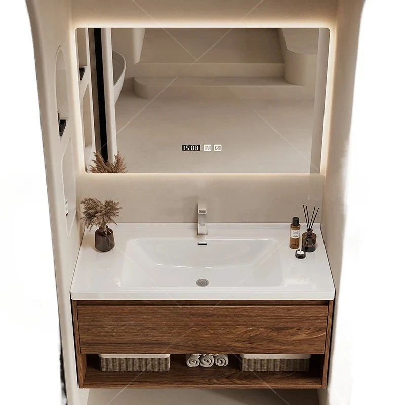 Nordic Style Smart Bathroom Cabinets Vanity with Sink Mirror Cabinets Moisture-proof Simple Home Furniture Muebles De Ba&ntilde;o FYBC