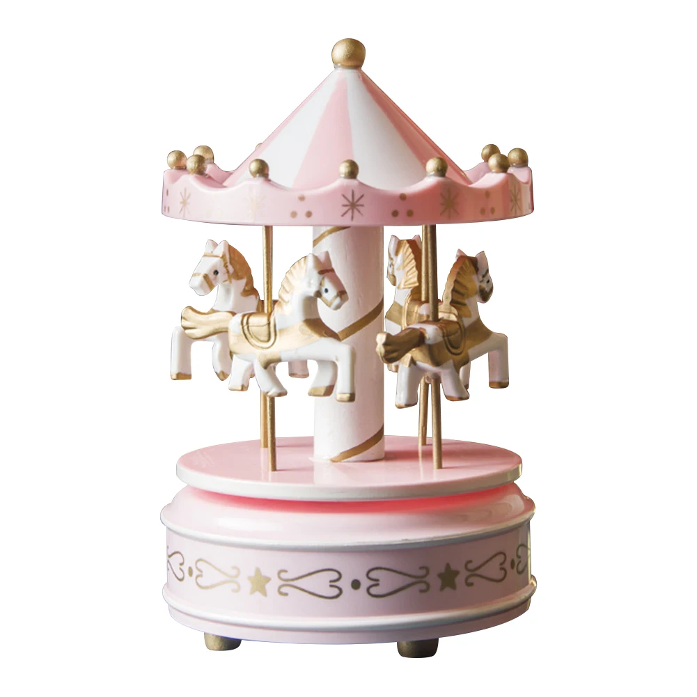 Christmas Musical Carousel Carousel Horse Collectable Figurine 6.3inch Rotating Musical Horse Birthday Gifts for Children Kids music box,carousel music box