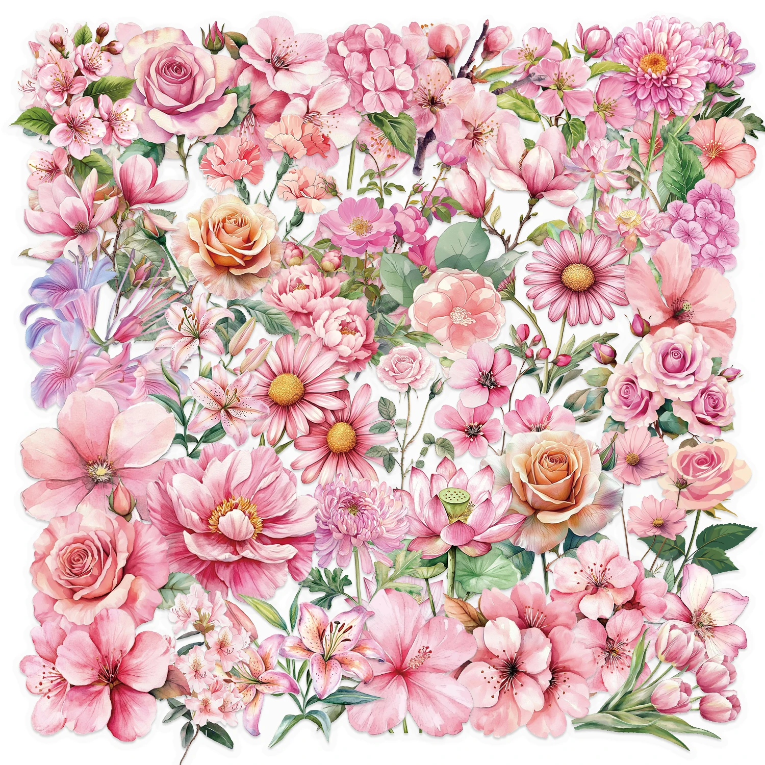 Flower stickers DIY luggage guitar notebook graffiti decoration 50Pcs Cute cartoon PET toy sticker