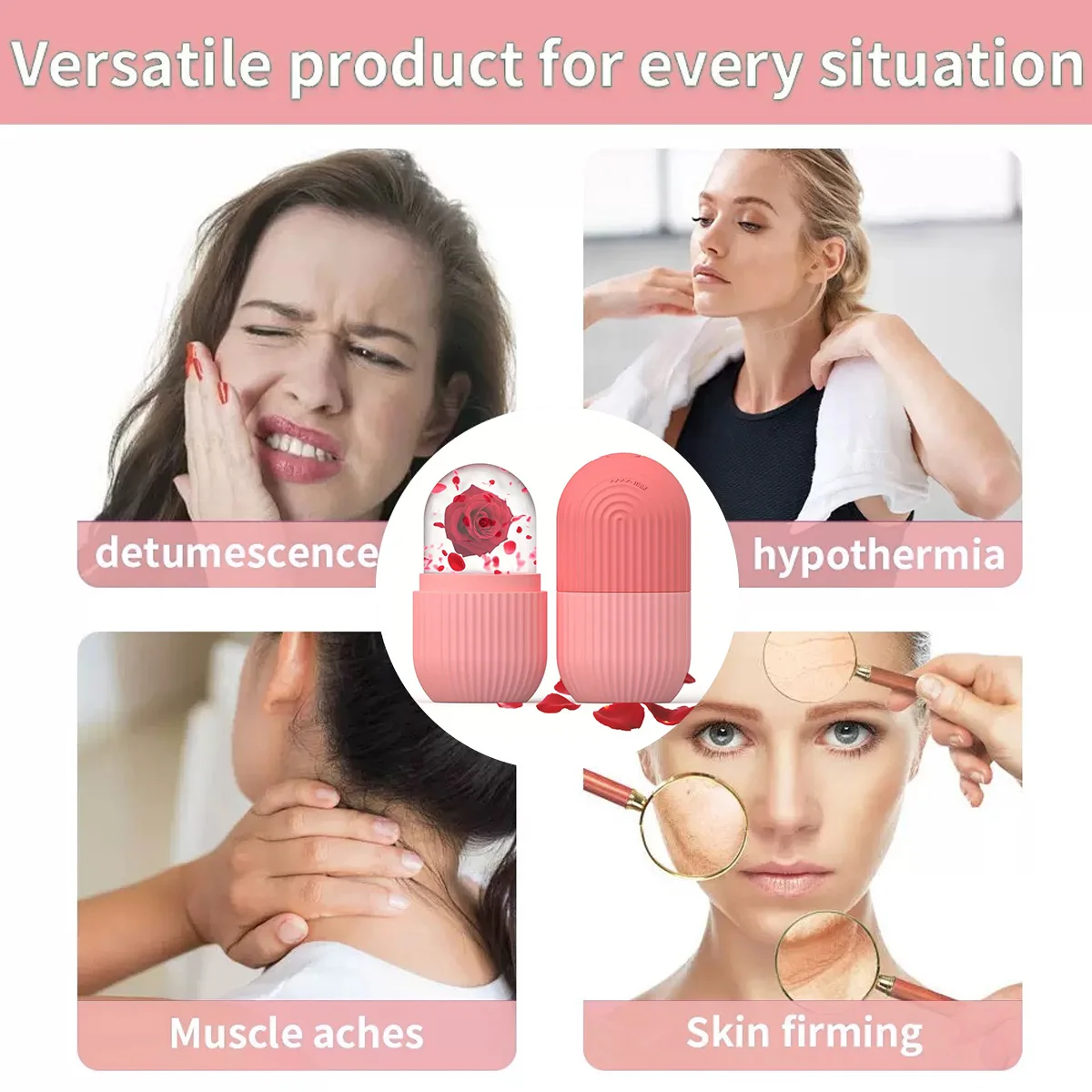 Reusable Ice Roller Silicone Ice Ball Massager Facial Leak Proof Massage Lifting and Shaping Acne Treatment and Skin Care