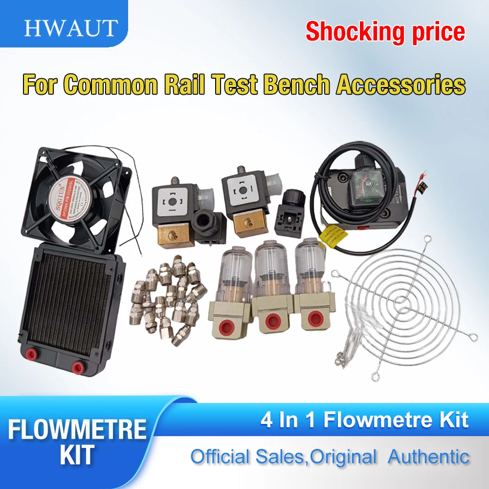 4 In 1 Flowmetre Kit Radiator 220V Solenoid Valve Filter Set For Common Rail Test Bench Accessories