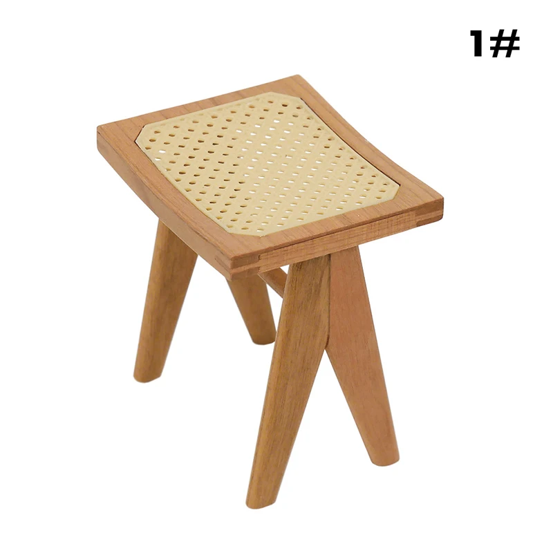 1/12 Mobili per casa delle bambole Sgabello rotondo in legno