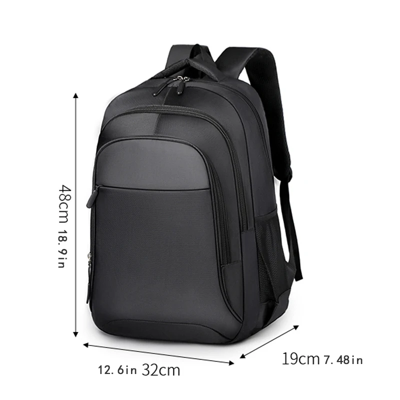 Large-capacity backpack - laptop backpack with padded shoulder straps and side pockets - black backpack