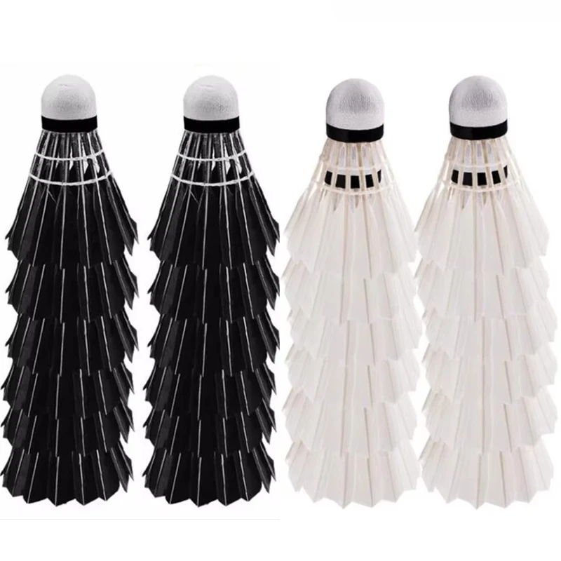 12PCS/Pack Plastic Shuttle Cork Badminton Shuttlecock Badminton Birdies Bedminton Goose Feather Ball Train Accessories
