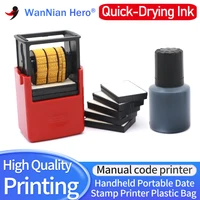 Handheld Portable Date Stamp Printer Quick-Drying Ink Date Printing Coding Machine for Food Plastic Bag Bottle Metal Cans Paper
