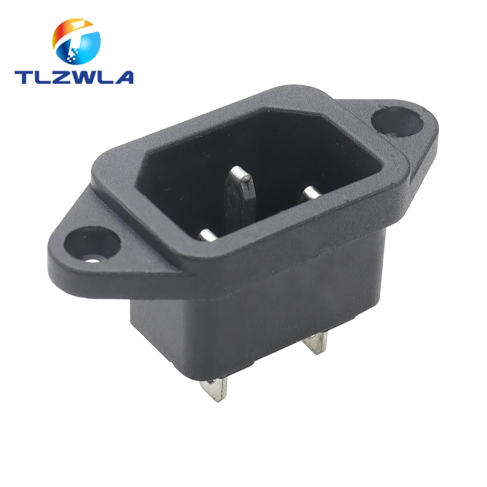 IEC320 C14 AC Power Socket 250V 10A 3-Pin with Ears - Screw Fixed Copper Core